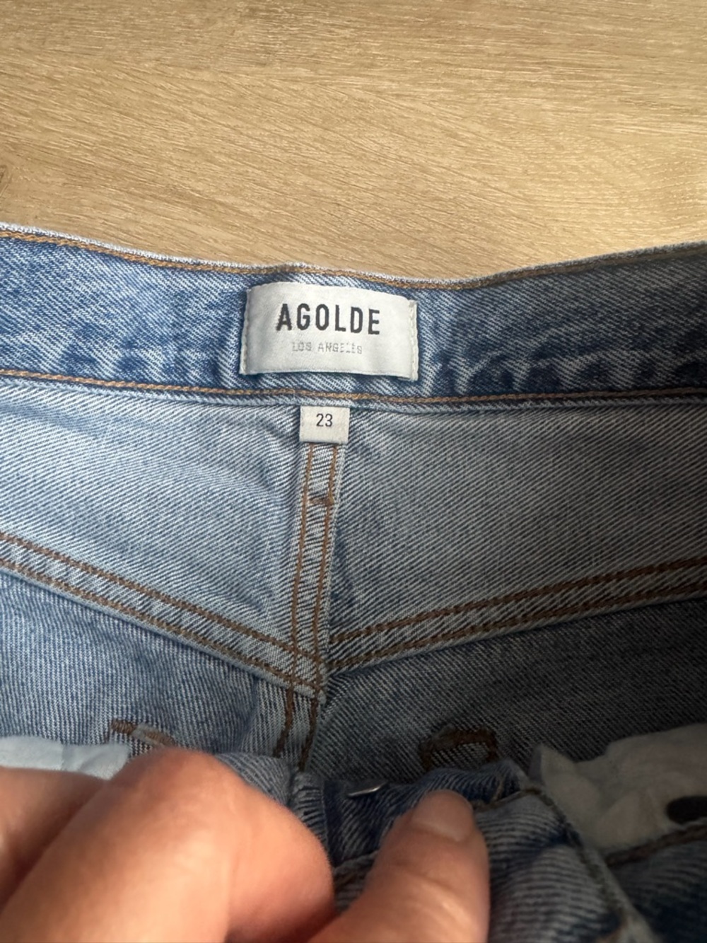 Agolde Shorts Womens 23 Blue Denim Riley Button Fly Preppy Casual - Picture 3 of 7